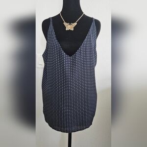 Banana Republic Navy Polka Dot Sleeveless Blouse Cami Top Size XL